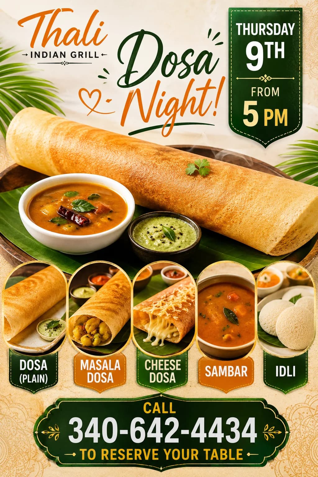 Dosa Night at Thali Indian Grill